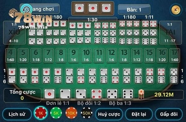 Nếu mới học chơi game tài xỉu 78win, bạn có thể chọn cược tài xỉu